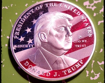 USA President Donald Trump or Joseph Biden or George HW Bush Colorized Challenge Art Coin - You Select