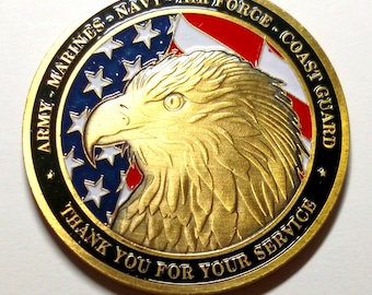 Thank You For Your Service Military Family Large Challenge Art Coin