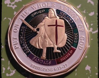 Navy Military Put on the Whole Armor of God Colorized Challenge Art Coin