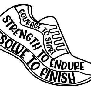 Running shoe with quote SVG