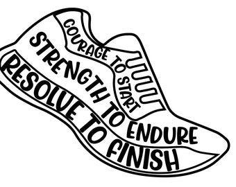 Running shoe with quote SVG