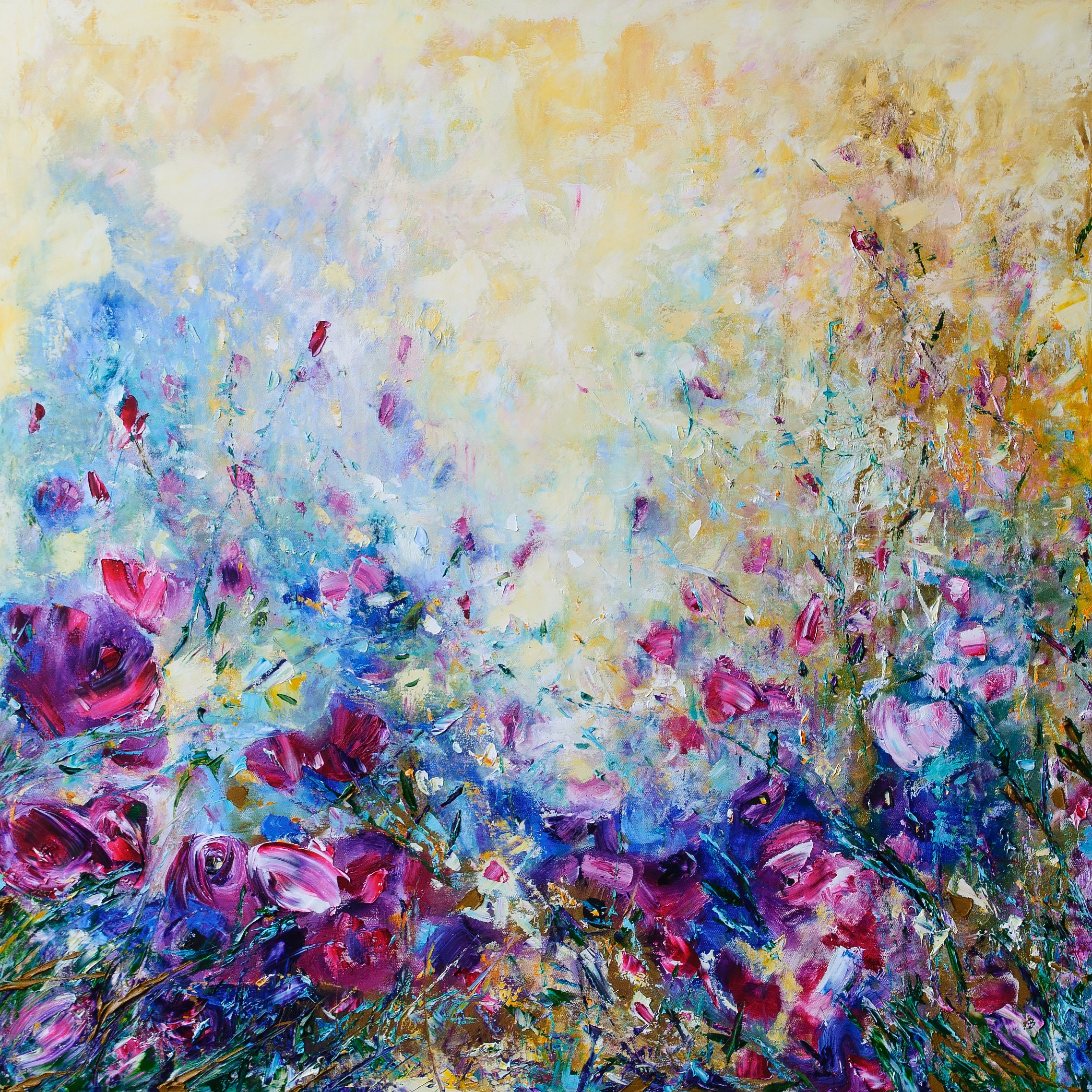 Garden of Eden Eden Painting Eden Flowers Magenta Gold Etsy