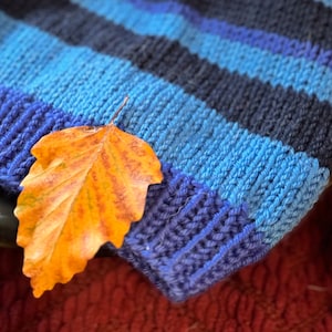 Cozy Winter Blues Beanie | Hand-Knitted Striped Wool Hat | Adult Size | Portland-Made