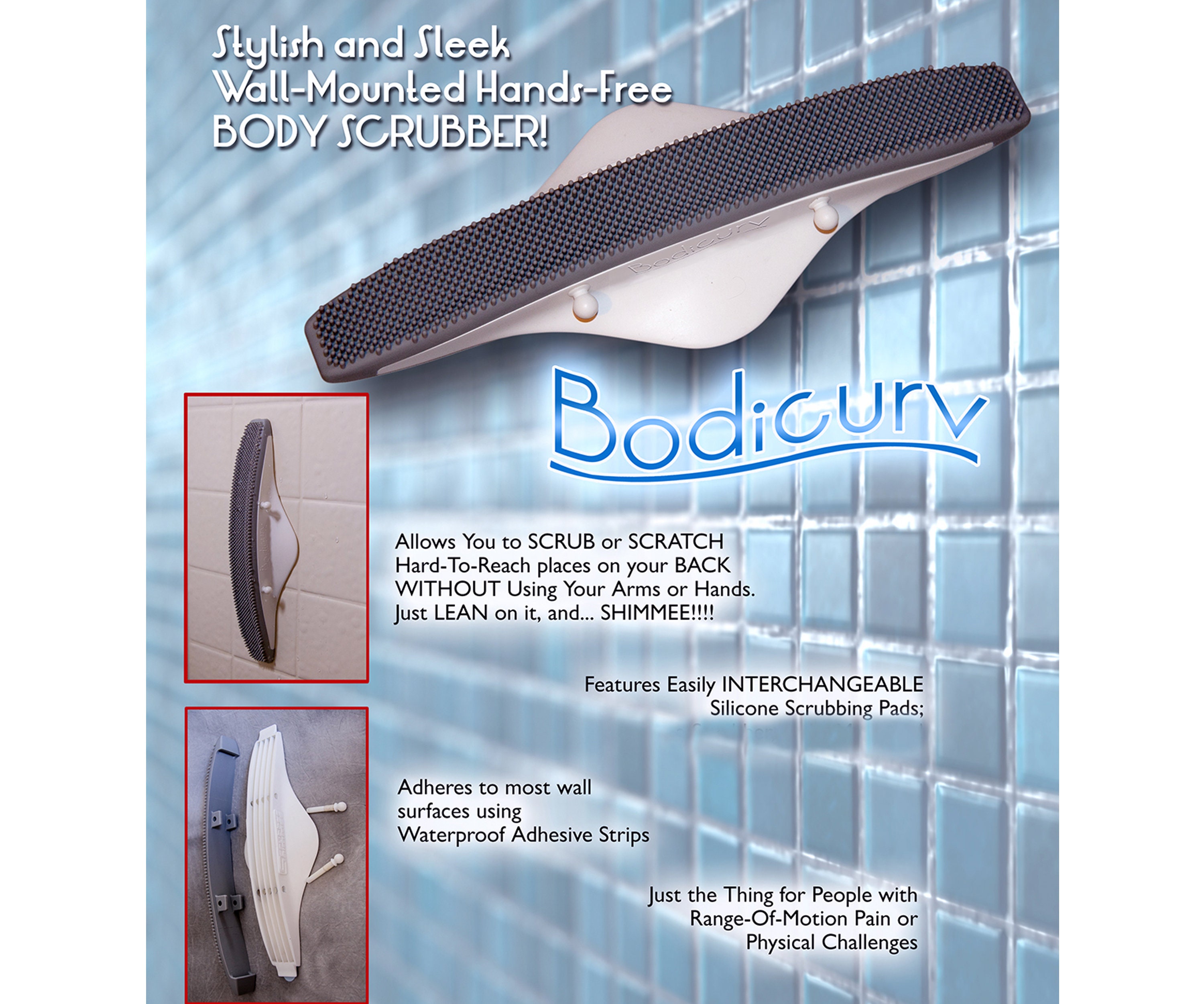 The Original Bodicurv Wall-Mounted Hands-Free Scrub Brush