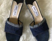 Vintage Jimmy Choo Denim Mules