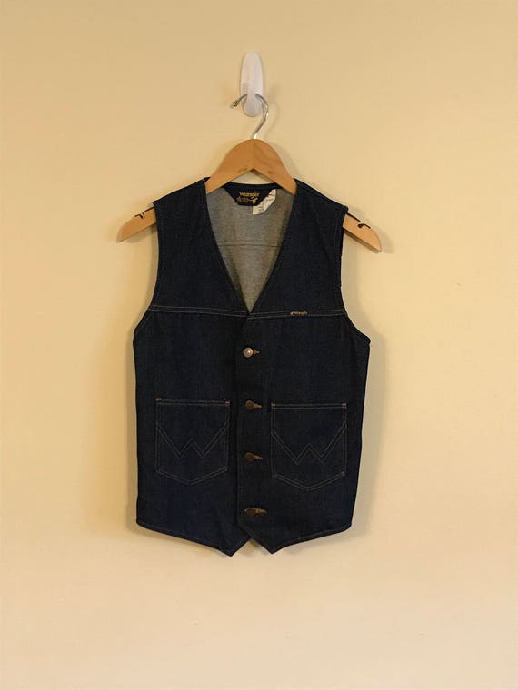 Vintage 70s Wrangler 14 oz Denim Jean Western Vest