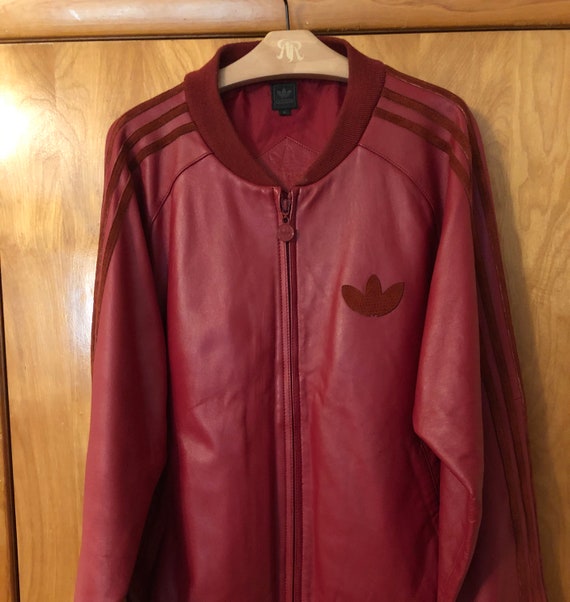 Vintage Rare ADIDAS Red Leather Track 