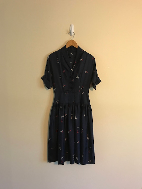 Vintage Drop Waist Silk Dress