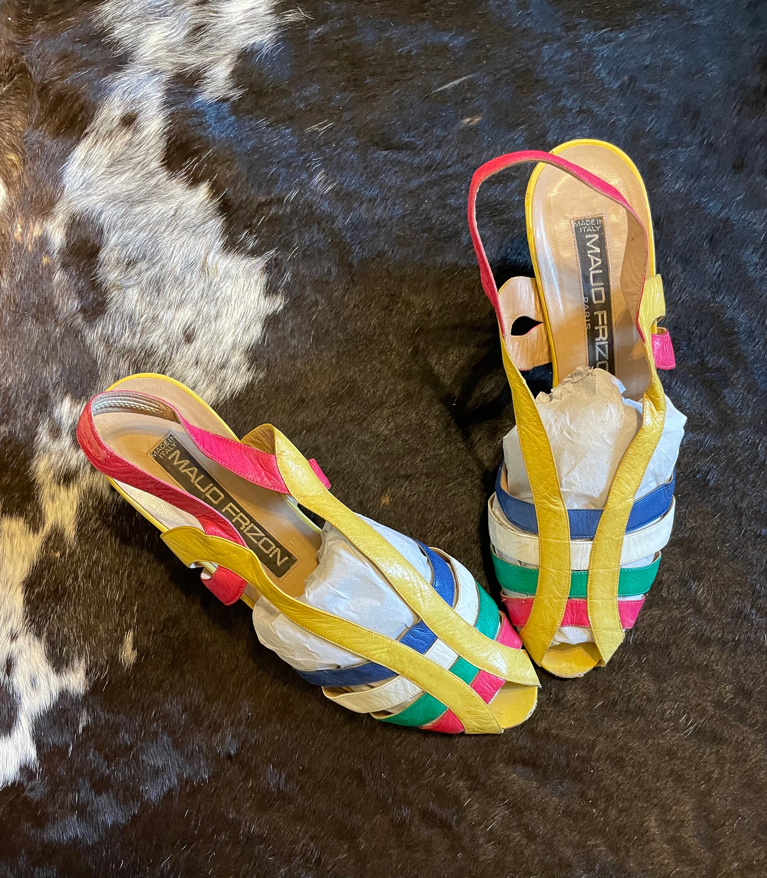 yellow multicolor sandals
