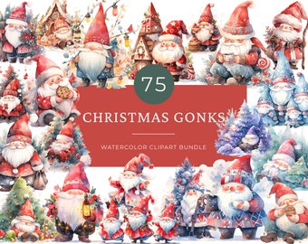 Gnome Bundle Christmas PNG Sublimation Watercolor Cliparts Watercolor Christmas Clipart Holiday Clipart Digital Christmas Gonk Clipart