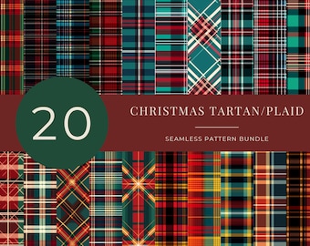 Christmas Tartan Digital Paper Clipart Bundle PNG, Scottish Plaid, Seamless Background Digital Paper, Free Commercial Use, Printable