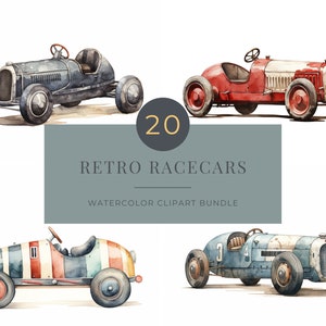 Aquarel Vintage ClipArt Retro Bundel Png Transparant Commercieel Gebruik Digitale Download Autoliefhebber Afdrukbare Instant Download Scrap Book Diy