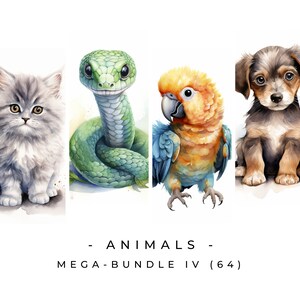 Animales Baby Shower ClipArt Mega Bundle Niños Cumpleaños Tema Transparente PNG Vivero Clipart Uso Comercial Digital Diy Kids Party Favors