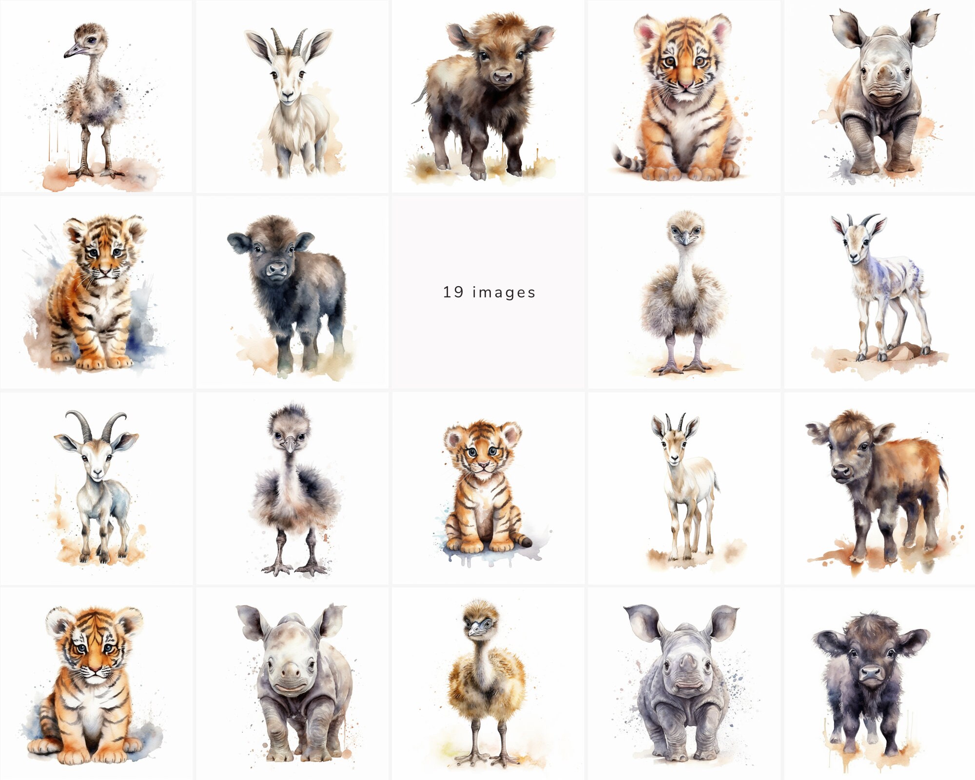 Clipart Baby Safari Animals Nursery Printable Animals Baby Shower Theme ...