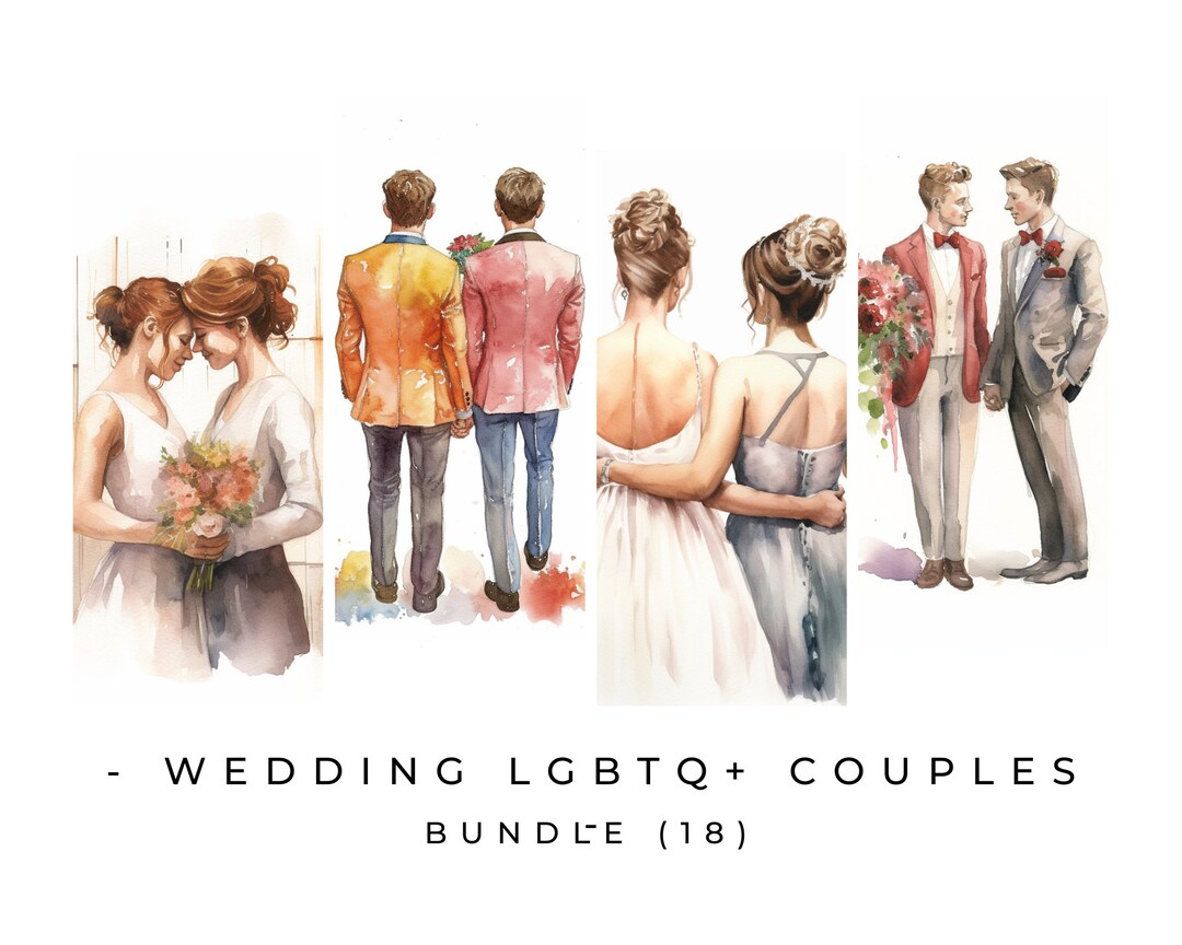 Watercolor LGBTQ Wedding Couples Clipart Bundle Bride Cute - Etsy UK