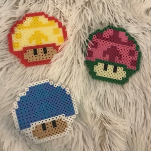 Perler Bead Mario Mushrooms