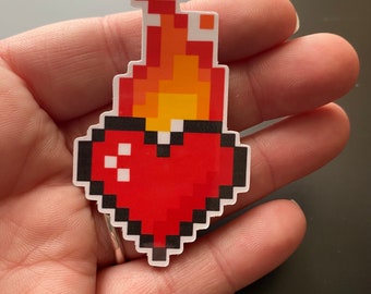 8-bit Sacred Heart Waterproof Sticker