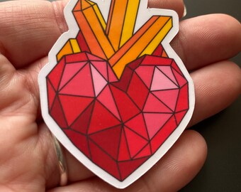 Faceted Sacred Heart Waterproof Sticker