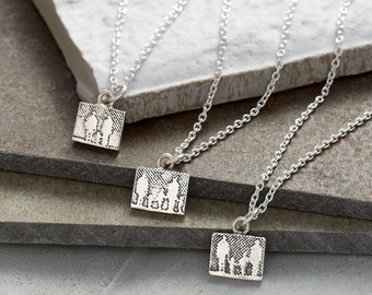 Family Necklace | Silver Family Necklace | Engraved Necklace