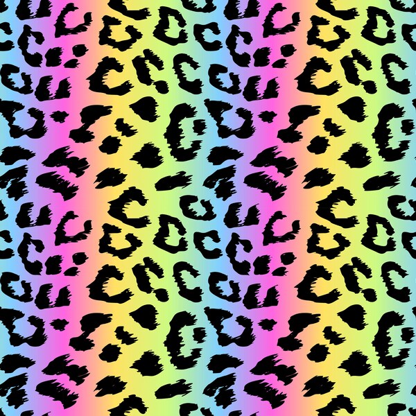 Leopard Print Rainbow Fade Pattern Heat Transfer Vinyl und Trägerfolie