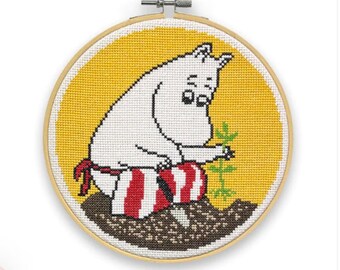 The Crafty Kit Company - Moomin Cross Stitch Kit - Moominmamma Planting