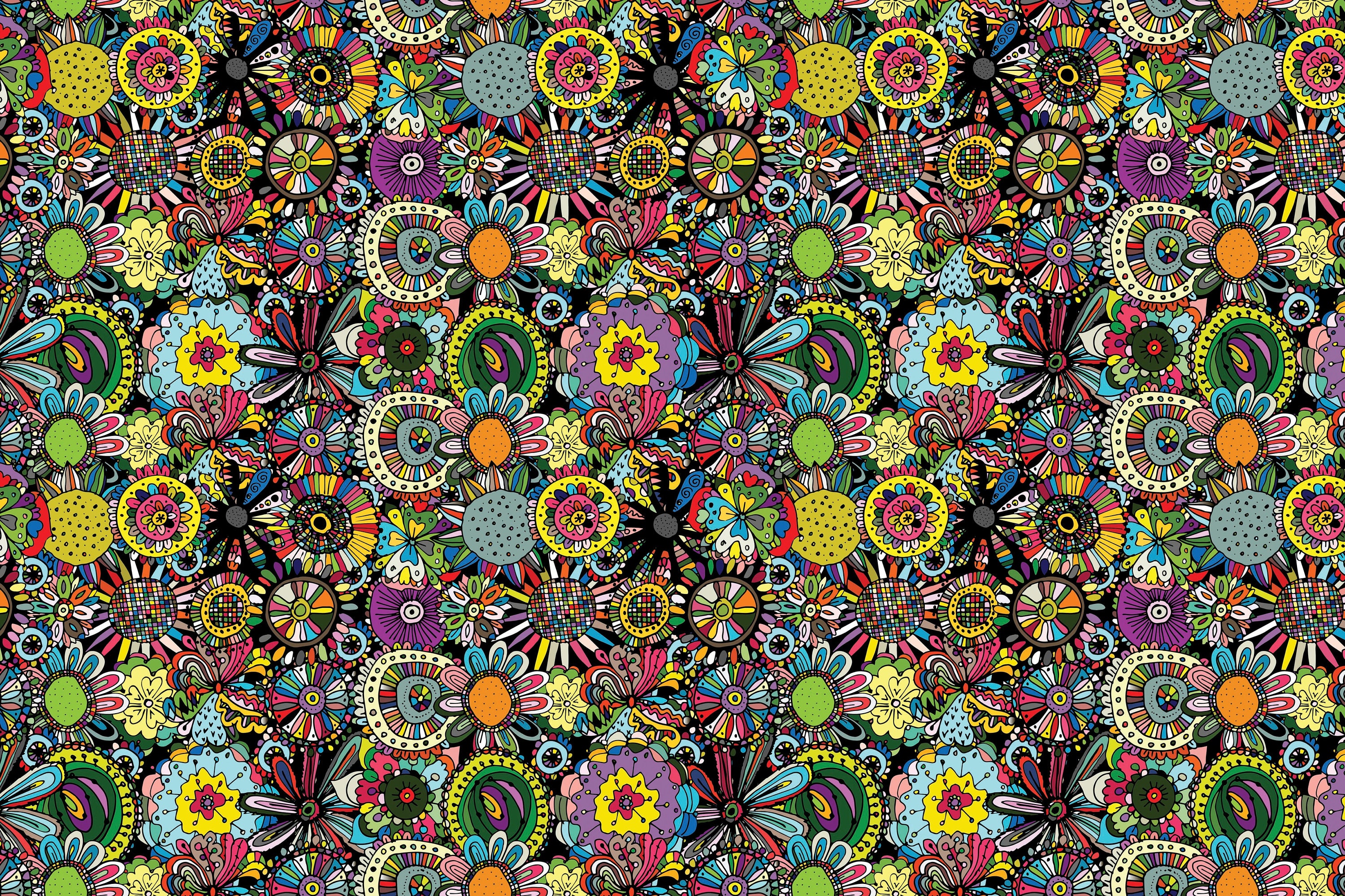Psychedelic Flowers Heat Transfer Vinyl and Carrier Sheet 