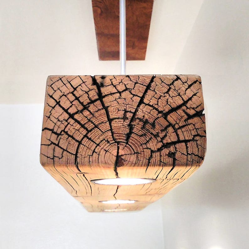 Reclaimed Wood Beam Spot Led Pendant Light Fixture With Modern Image 0
