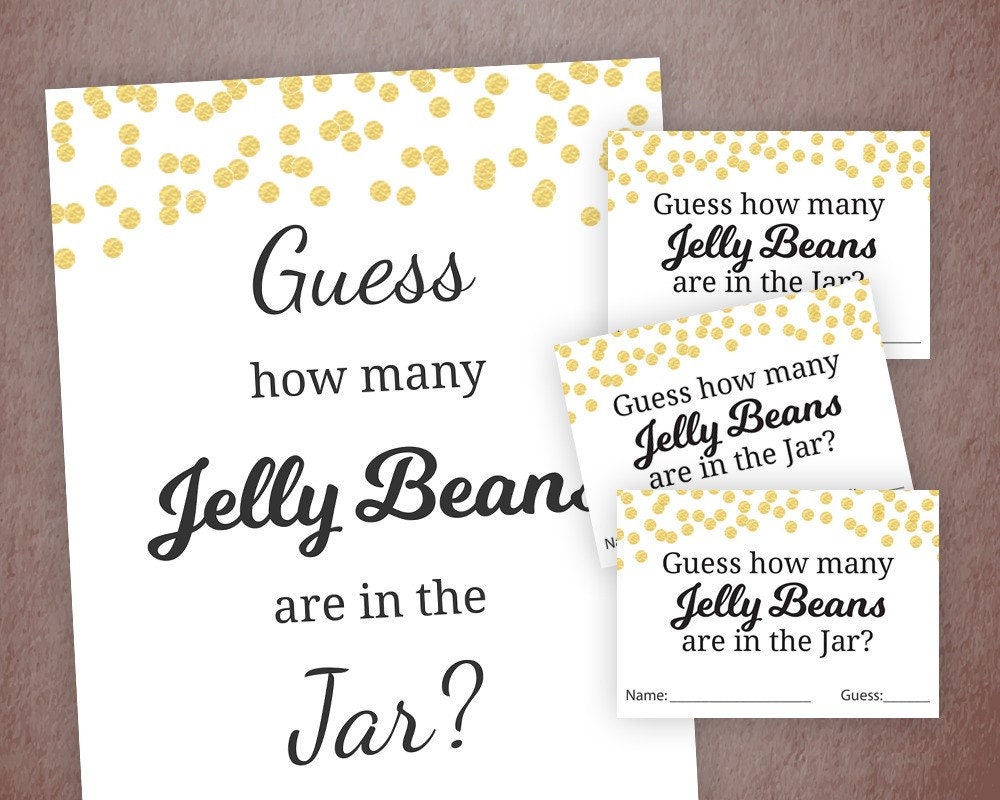 Jelly Beans Guessing Game Fun Baby Shower Games Gold Etsy