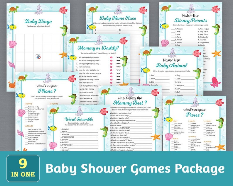 Baby Shower Games Package Printable Party Games Bundle Fun Etsy