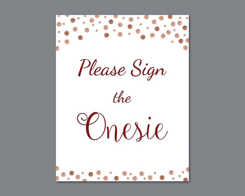 Please Sign the Onesie Printable Baby Shower Games Rose Gold | Etsy