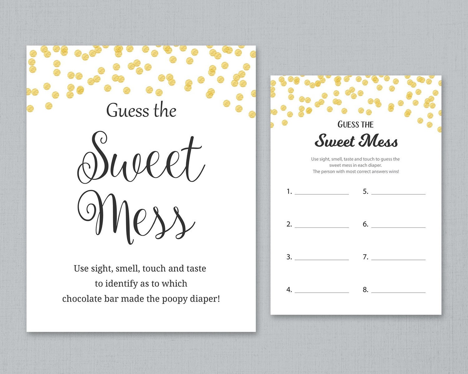 Guess the Sweet Mess, Baby Shower Games Download, Poopy Diaper Game
