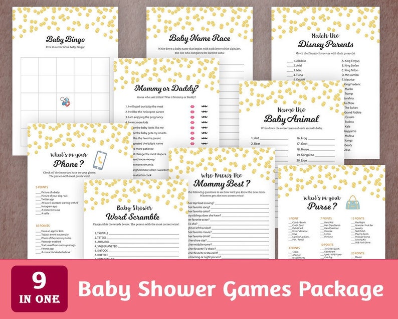 Baby Shower Games Package Printable Party Games Bundle Baby Etsy Baby Shower Games Package Printable Party Games Bundle Baby Etsy