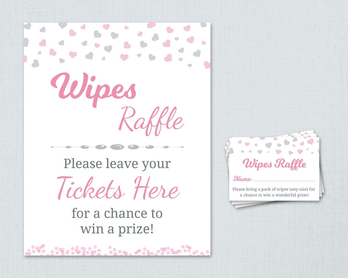 wipes raffle ticket and sign printable girl baby shower etsy