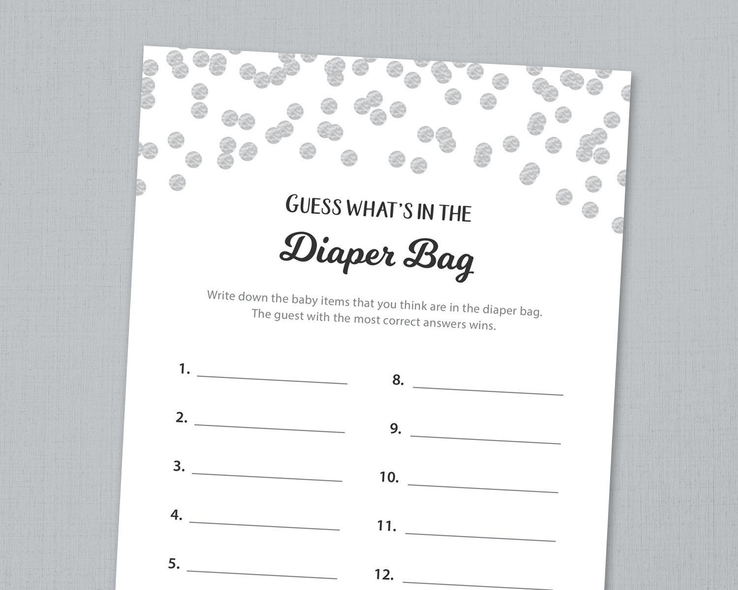 diaper bag guessing game