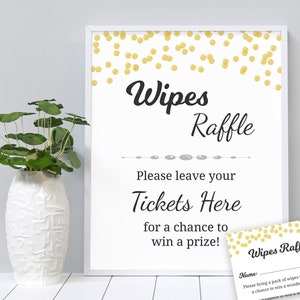 baby shower diaper raffle tickets sign printable gold etsy