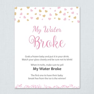 My Water Broke Game Sign Printable, Instant Download, Girl Baby Shower Games, Ice Cube Baby, Frozen Baby, Ice Cubes Babies, Activity, B003