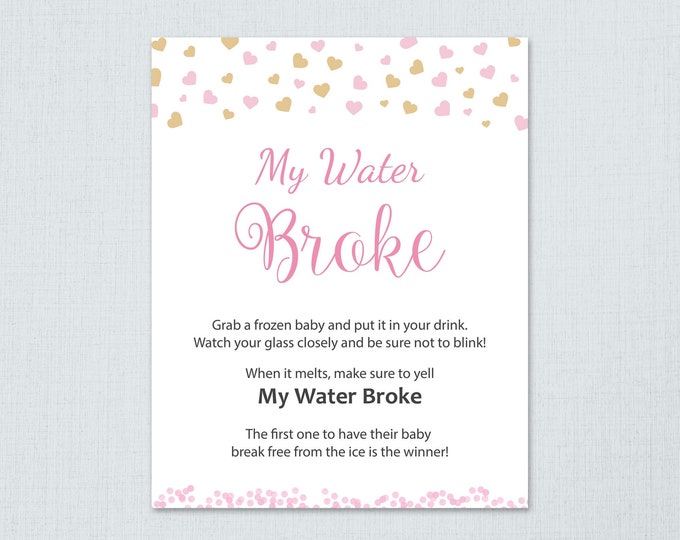 My Water Broke Game Sign Printable Instant Download Girl - Etsy