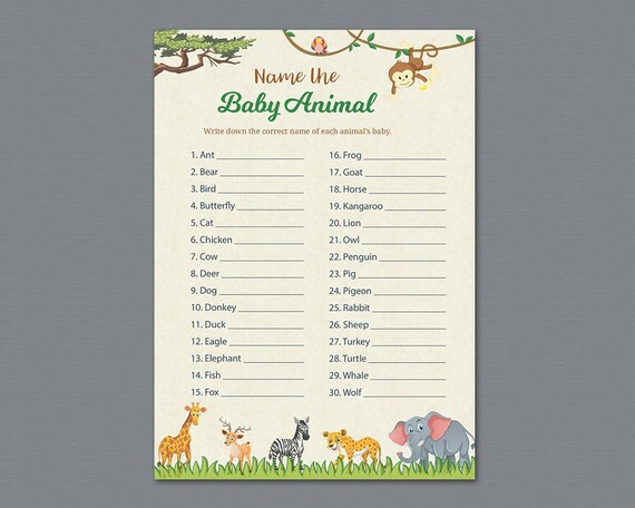 jungle theme baby shower games