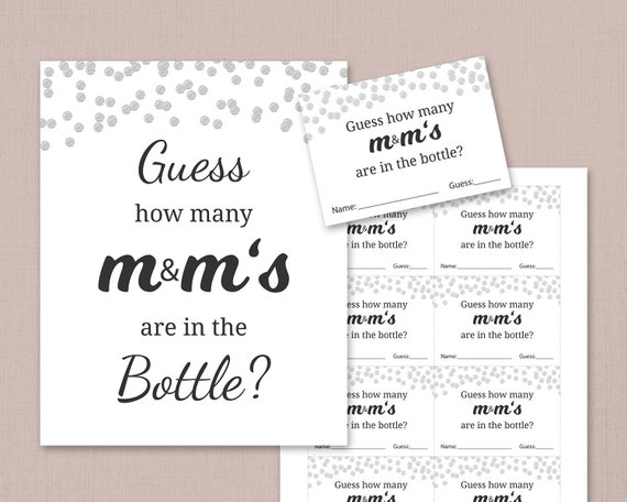 Guess How Many M&m's Game Printable Baby Shower Games 