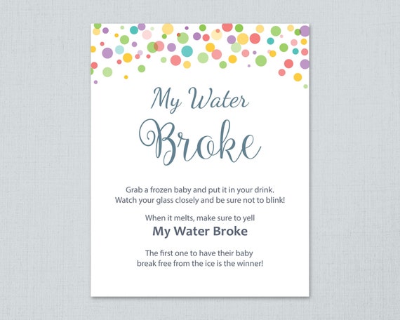 My Waters Broke Baby Shower Game - Rainbow Printable Baby Games