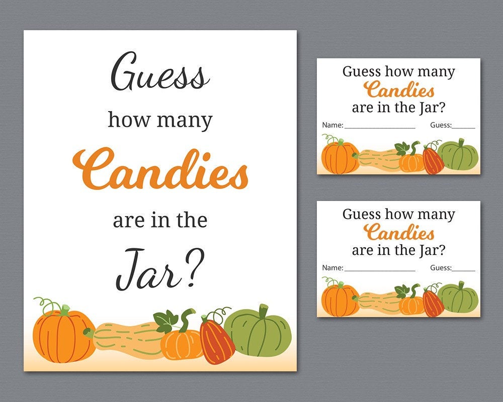 Autumn Fall Candy Guessing Game Baby Shower Games Printable | Etsy
