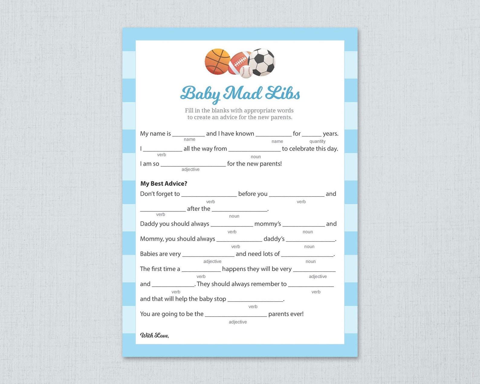 Sports Mad Libs Printable