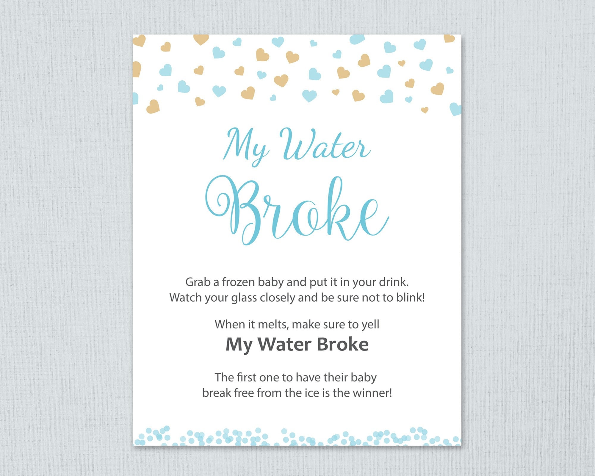 My Water Broke Game Sign Printable Instant Download Boy Baby Etsy