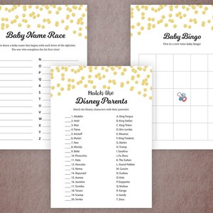 Baby Shower Games Package, Printable Party Games Bundle, Baby Shower Set Download, Gold Confetti, Bingo, Who Said It, Quotes, SPKG, B001 image 2