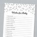 Wishes for Baby Game Printable, Baby Shower Wishes, Silver Confetti ...