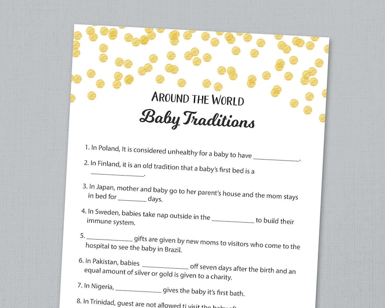 Baby Traditions Around The World Baby Shower Games Printable Etsy