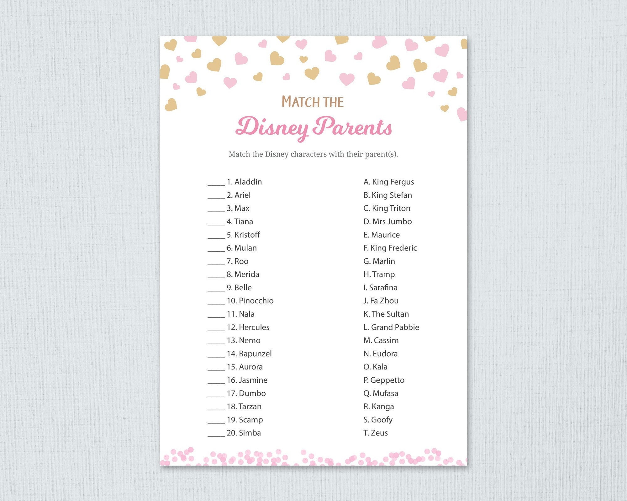 Disney Parent Match Game Printable Baby Shower Games Match Etsy Disney Parent Match Game Printable Baby Shower Games Match Etsy