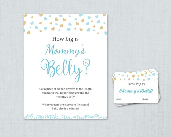 How Big Is Mommy S Belly Printable Boy Baby Shower Games Etsy