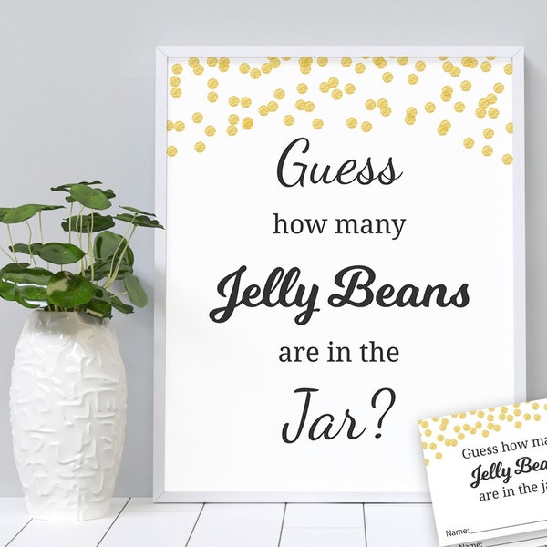 Jelly Beans Guessing Game, Fun Baby Shower Games, Gold Confetti, Guess How Many Beans in a Jar, Jelly Beans in Bottle, Activities, B001
