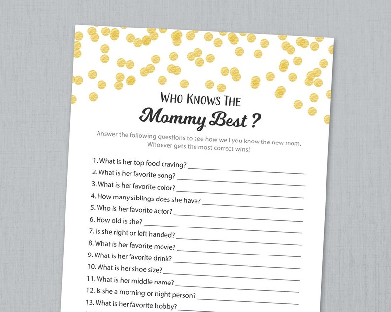 Who Understands Mommy Easiest, Kid Shower Video game Printable, Gold Confetti, How Very well Do Your self Realize the Mommy towards Be, Game titles Video game Card, Quiz, B001 graphic about Who Knows Mommy Best Printable named Who Appreciates Mommy Easiest, Little one Shower Recreation Printable, Gold Confetti, How Perfectly Do Your self Notice the Mommy in direction of Be, Video games Sport Card, Quiz, B001